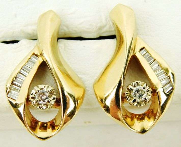 Vintage 14K Multi-Diamond Drop Earrings