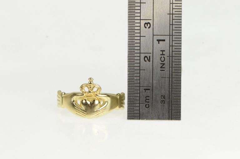 14K Yellow Gold Claddagh Celtic Loyalty Traditional Irish Ring
