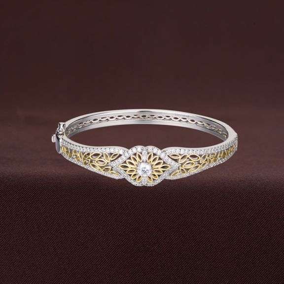 Platinum  plating over non tarnish silver Grace design Bangle