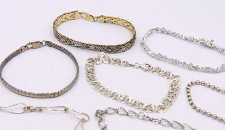 Group Lot of 11 Vintage 925 Sterling Silver Bracelets
