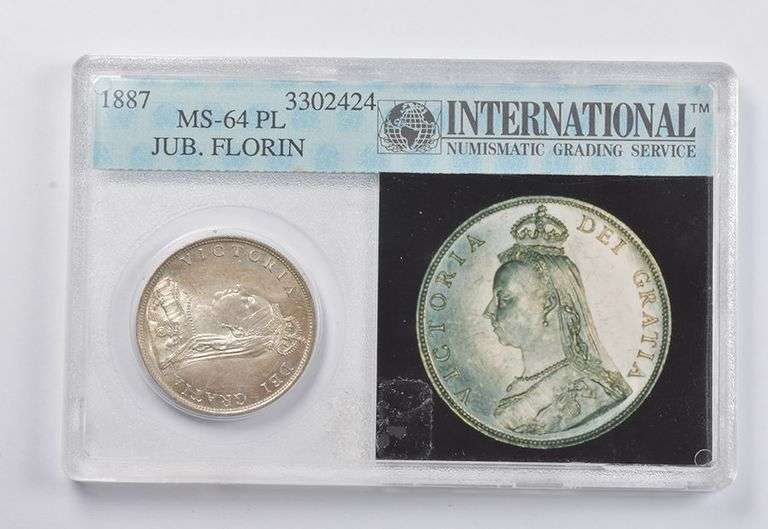 MS64 PL 1887 United Kingdom 1 Florin Jubilee INGS