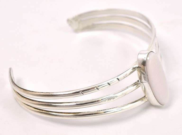 Mother Of Pearl Cuff Bracelet In Sterling Silver