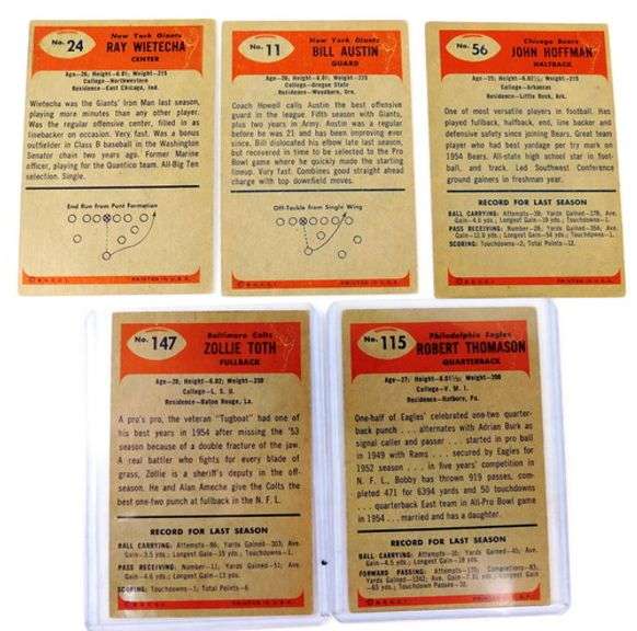 5 Bowman Gum 1955 Football Cards