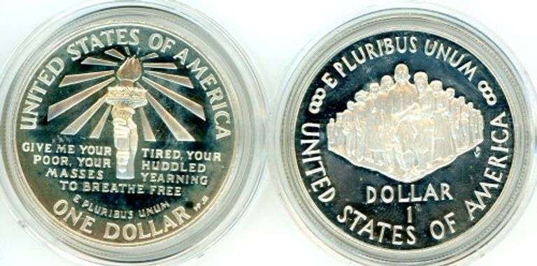 Two Different Proof Commemorative Silver Dollars: 1986-S & 1987-S