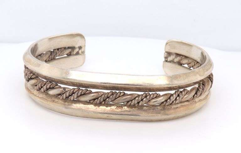 Vintage 925 Sterling Silver Cuff Bangle