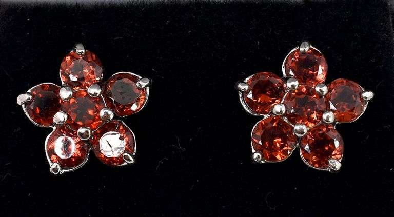 Flower Stud Earrings In Sterling Silver