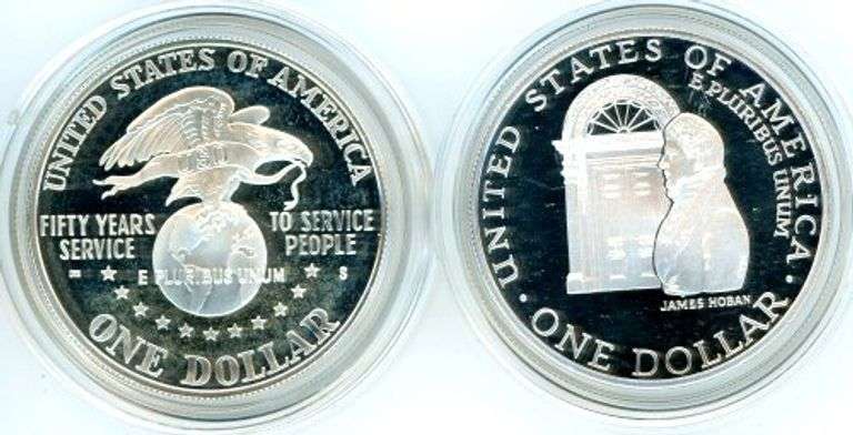 Two Different Commemorative Silver Dollars: 1991-S & 1992-S