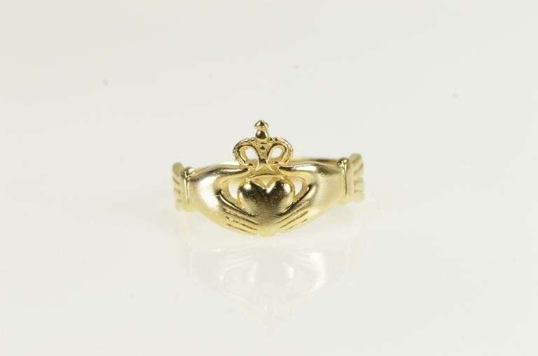 14K Yellow Gold Claddagh Celtic Loyalty Traditional Irish Ring