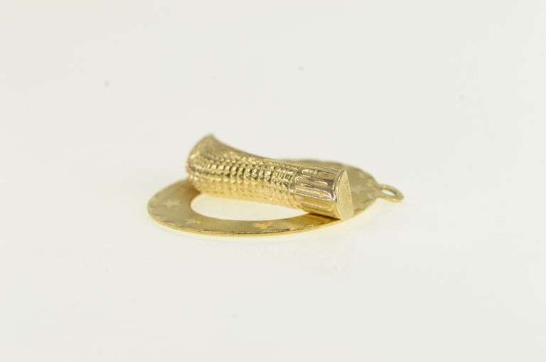 14K Yellow Gold Lacrosse Stick Vintage Pearl Ball Sport Charm/Pendant