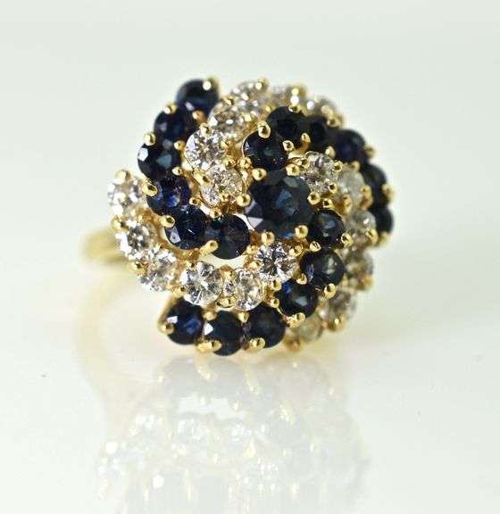 Mesmerizing 14K Sapphire and Diamond Swirl Ring