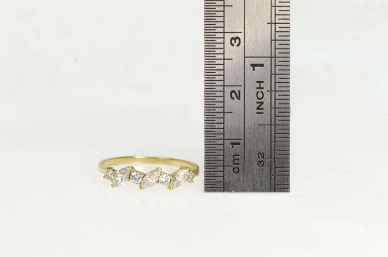 14K Yellow Gold Marquise & Round CZ Stackable Band Ring