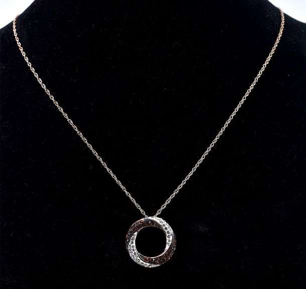 Brown and White CZ Necklace and Bracelet Set in Sterling Silver