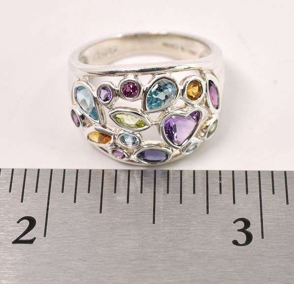 Multi-Gem Ring In Sterling Silver
