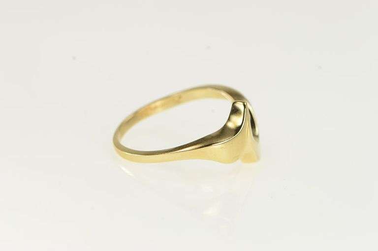 14K Yellow Gold Wavy Design Vintage Statement Curvy Band Ring