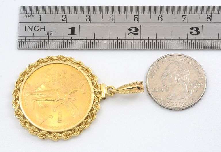 Beautiful 1981 Mexcian 1/2 Oz. Gold Coin Pendant