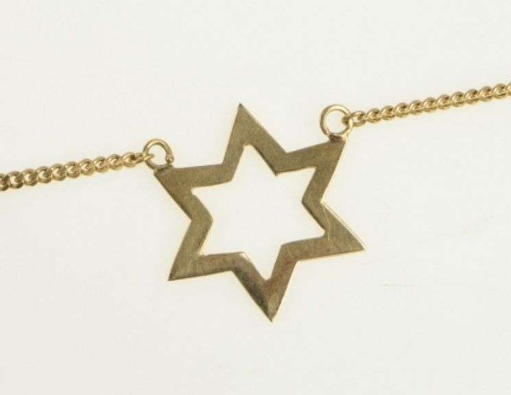 14K Yellow Gold Star of David Jewish Faith Symbol Chain Necklace