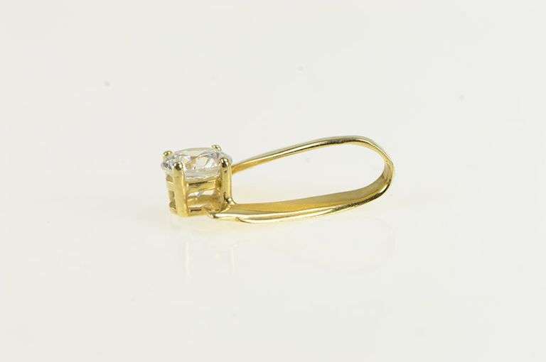 14K Yellow Gold Round Vintage CZ Criss Cross Loop Slide Pendant