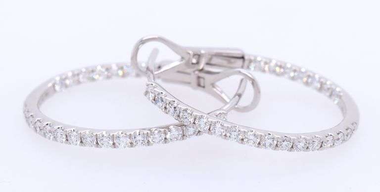 New 1.00ctw Diamond Oval Inside Out Hoop Earrings in 14K