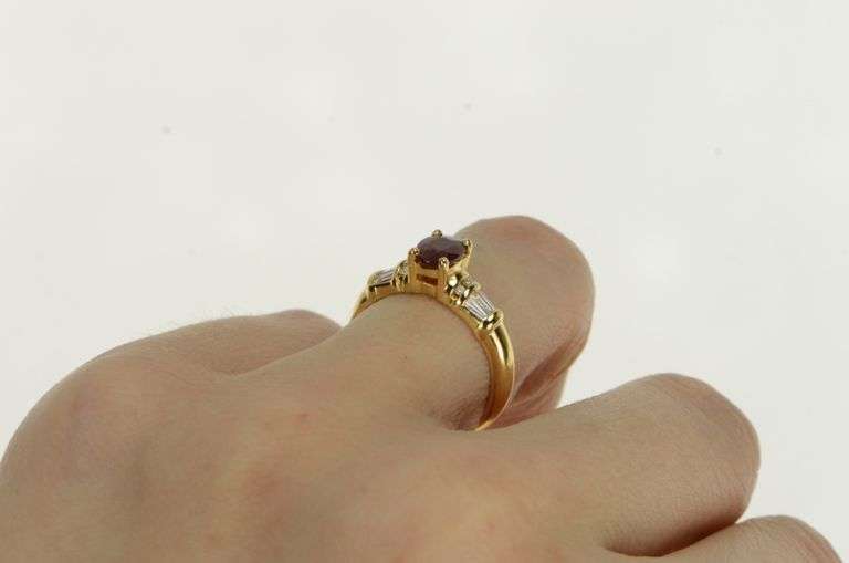 18K Yellow Gold Ctw Natural Ruby Diamond Engagement Ring