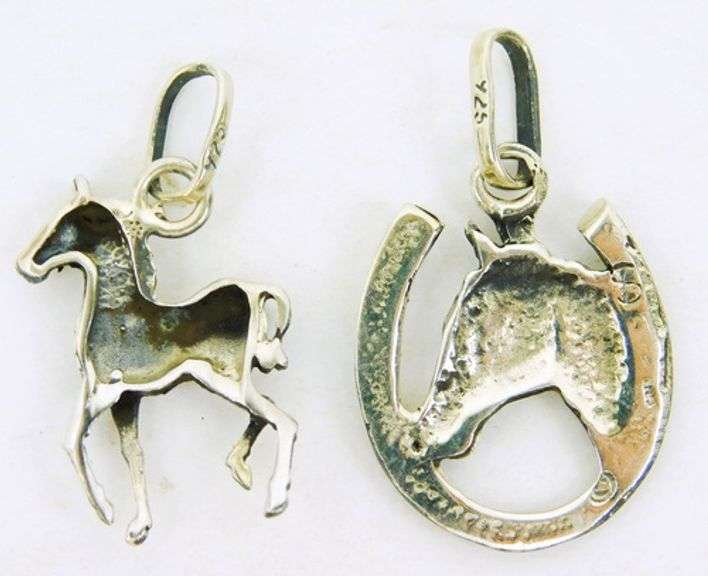 2 Fine Sterling Silver Horse Pendants