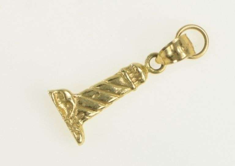 14K Yellow Gold Cape Hatteras Lighthouse North Carolina Charm/Pendant