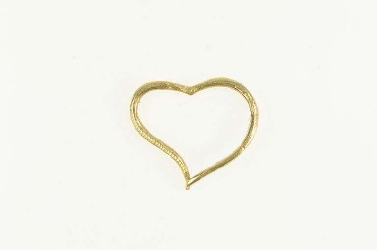 14K Yellow Gold Diamond Cut Heart Love Symbol Vintage Pendant