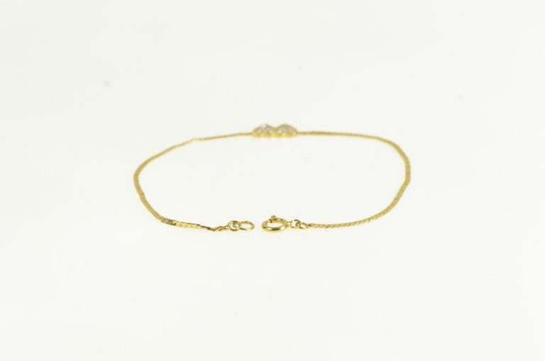 14K Yellow Gold Diamond Two Heart Retro Serpentine Chain Bracelet