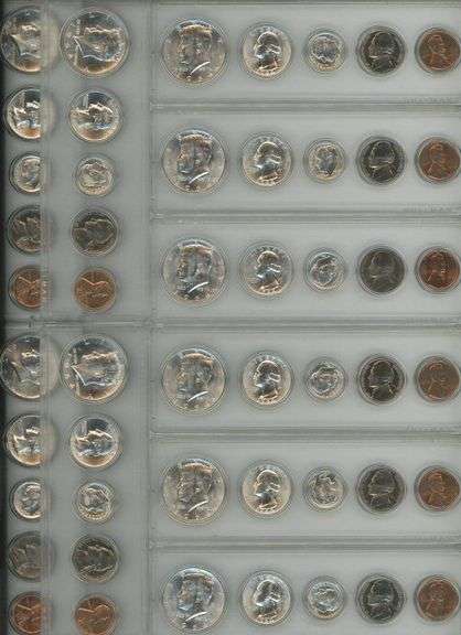 Lot of 10 Uncirculated 1964 silver 5-piece 'P' Mint Year Sets