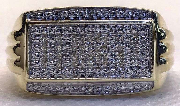 GORGEOUS 10K YELLOW GOLD MEN’S DIAMOND RING