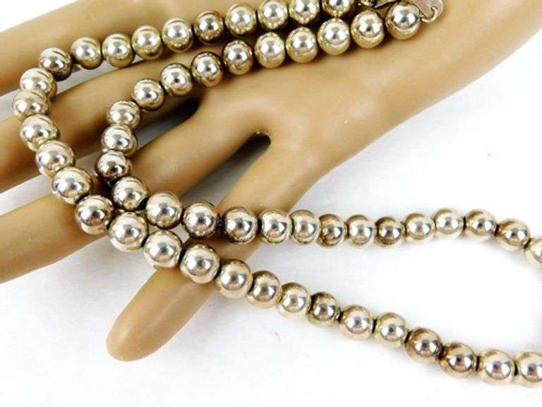 Heavy Sterling Silver Bead Necklace