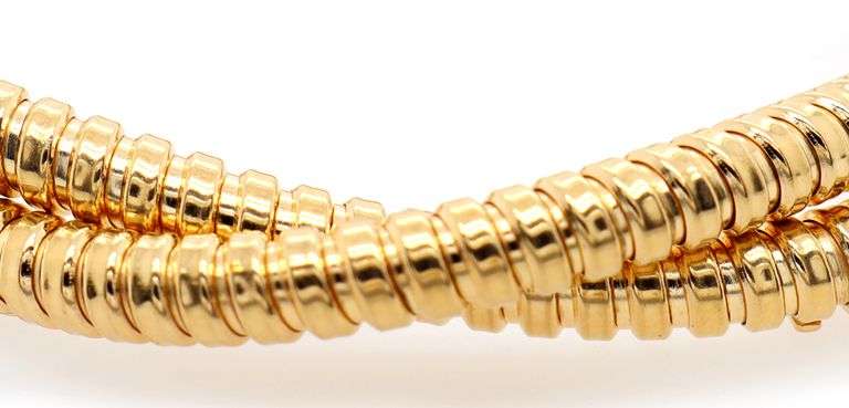 Polished Italian Double Loop Stretch Bracelet in 18K