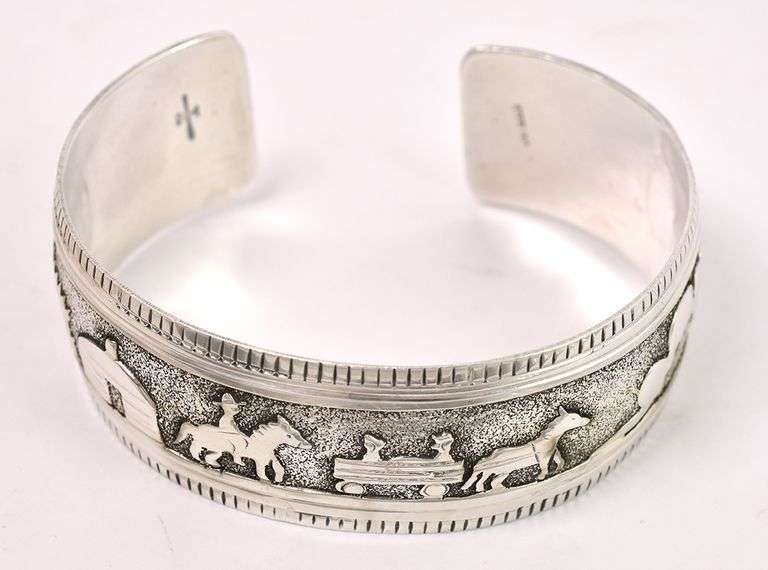 Native American Cuff Bracelet In Sterling Silver