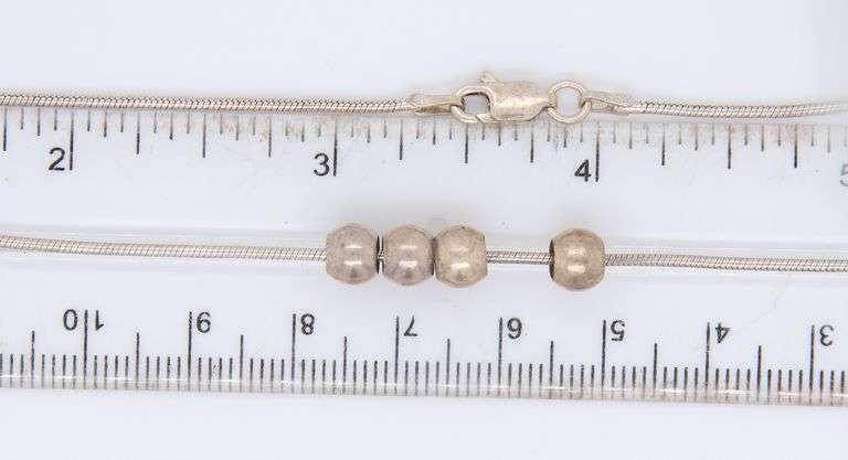 Vintage 925 Sterling Silver 4 Ball Pendant on Italian Snake Chain Necklace
