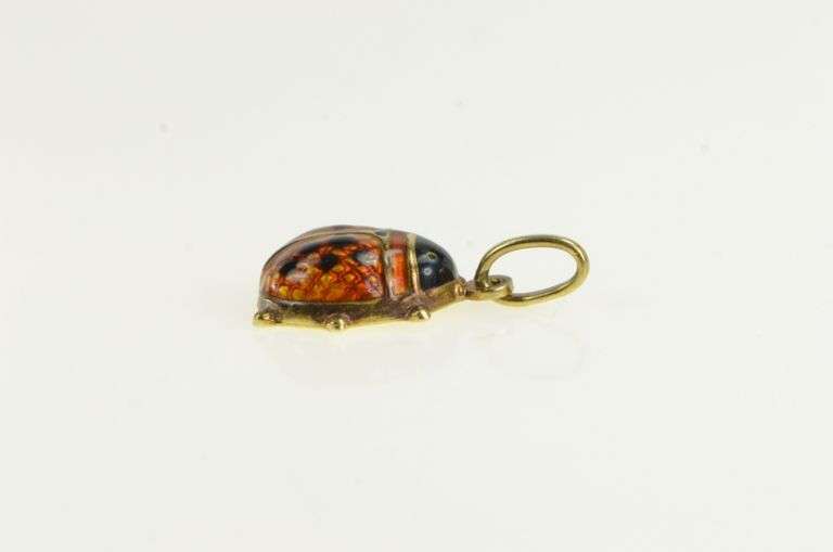 14K Yellow Gold Red Enamel Ladybug Strength Symbol Charm/Pendant