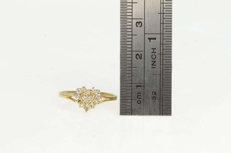 14K Yellow Gold Heart Diamond Cluster Promise Engagement Ring