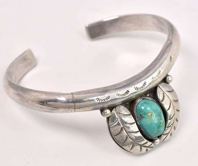 Turquoise Cuff Bracelet In Sterling Silver