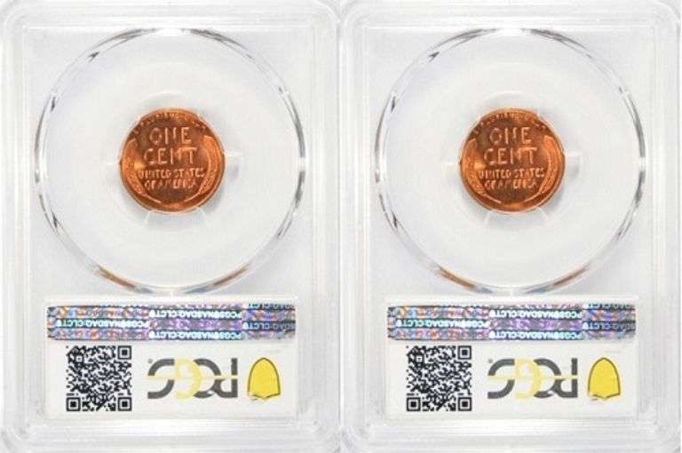 Superb Gem BU 1955 & 1956 Philadelphia Minted Lincoln Cents Both PCGS MS 66 Red!