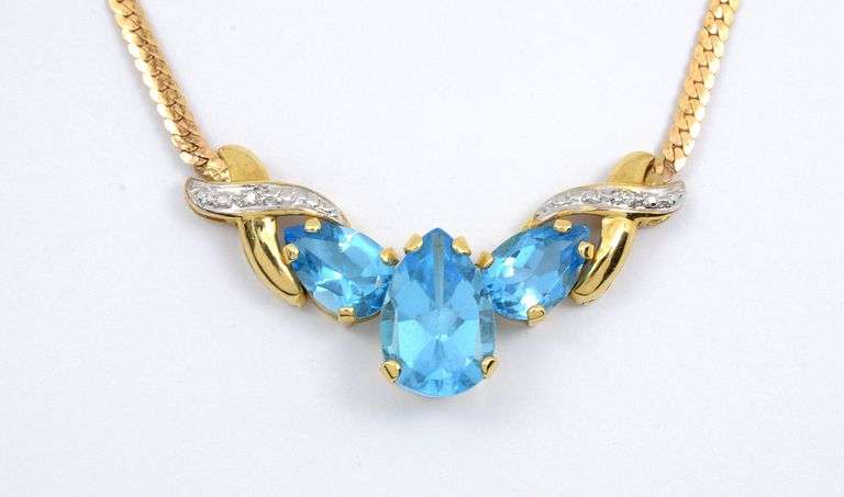 Beautiful 14k Blue Topaz Necklace