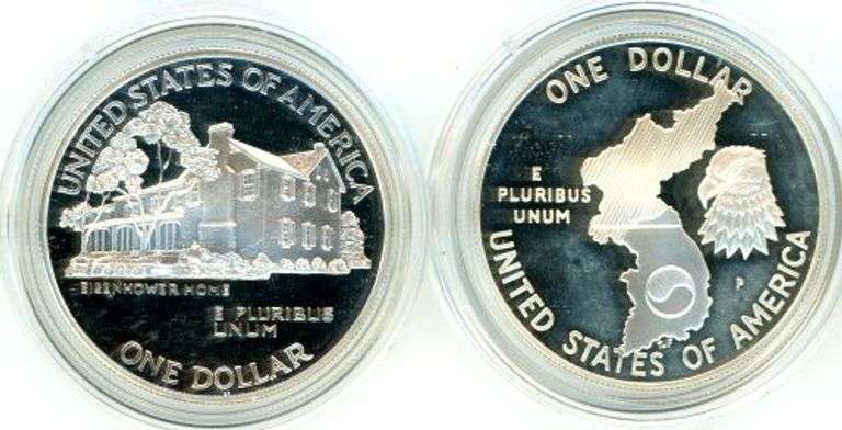 Two Different Commemorative Silver Dollars: 1990-S & 1991-S
