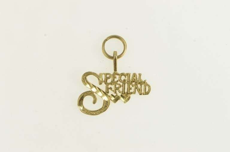 14K Yellow Gold Special Friend Word Cut Out Friendship Charm/Pendant