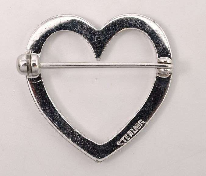 CZ Heart Pin In Sterling Silver