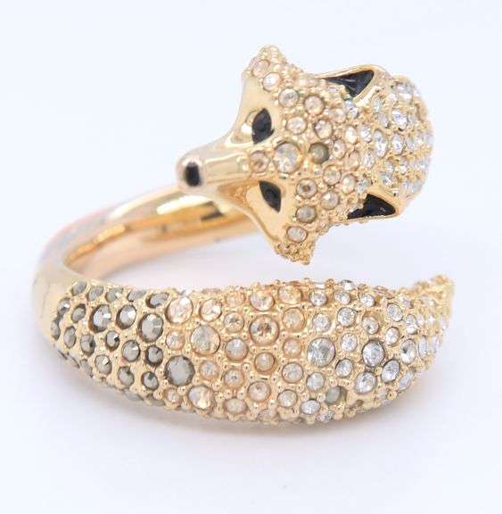 Swarovski Yellow Gold Plating Crystal March Fox Motif Ring