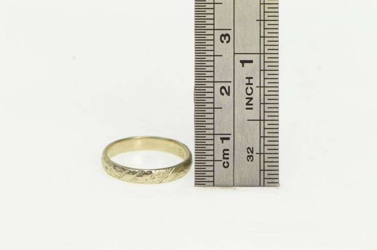 10K White Gold Art Deco 3.1mm Orange Blossom Flower Band Ring