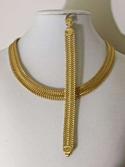 Elegant Wide Woven Arrow Link 14K Set