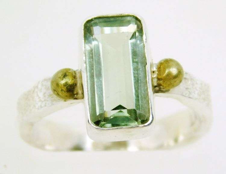 Sterling Green Amethyst Ring, Size 7