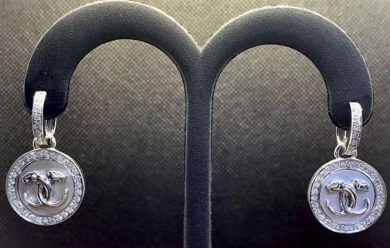 UNIQUE AND STYLISH 14K WHITE GOLD ART DECO DIAMOND EARRINGS