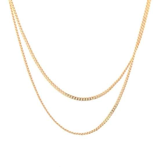 14K Yellow Gold 1.8mm Curb Link Vintage Classic Chain Necklace