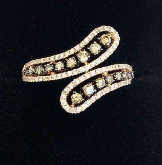STUNNING AND FABULOUS 14K ROSE GOLD CHAMPAGNE DIAMOND RING