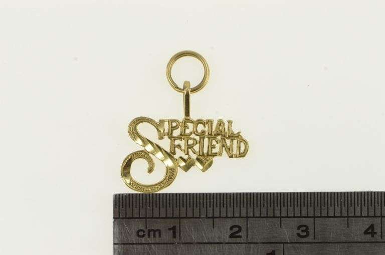 14K Yellow Gold Special Friend Word Cut Out Friendship Charm/Pendant