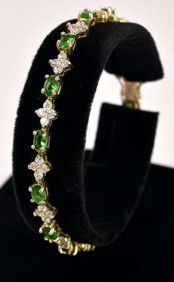 Vermeil Emerald and CZ Bracelet In Sterling Silver